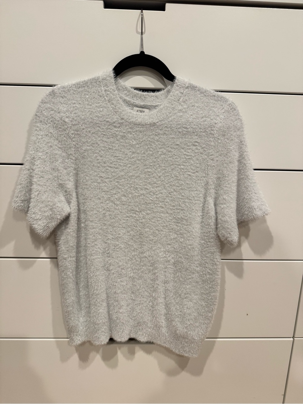 J. Crew Women's Short-Sleeve Fuzzy Crewneck Sweater - White